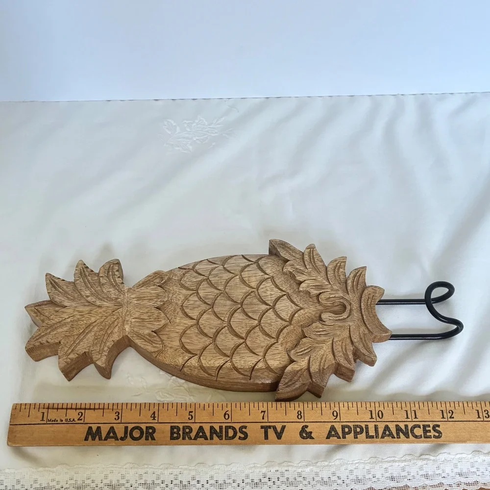Pineapple Wall Hook Wood Tropical Coastal Boho Tiki Entryway Towel Hook Island